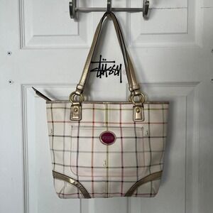 y2k 2000s Coach Peyton Tattersal Leather shoulder bag / handbag